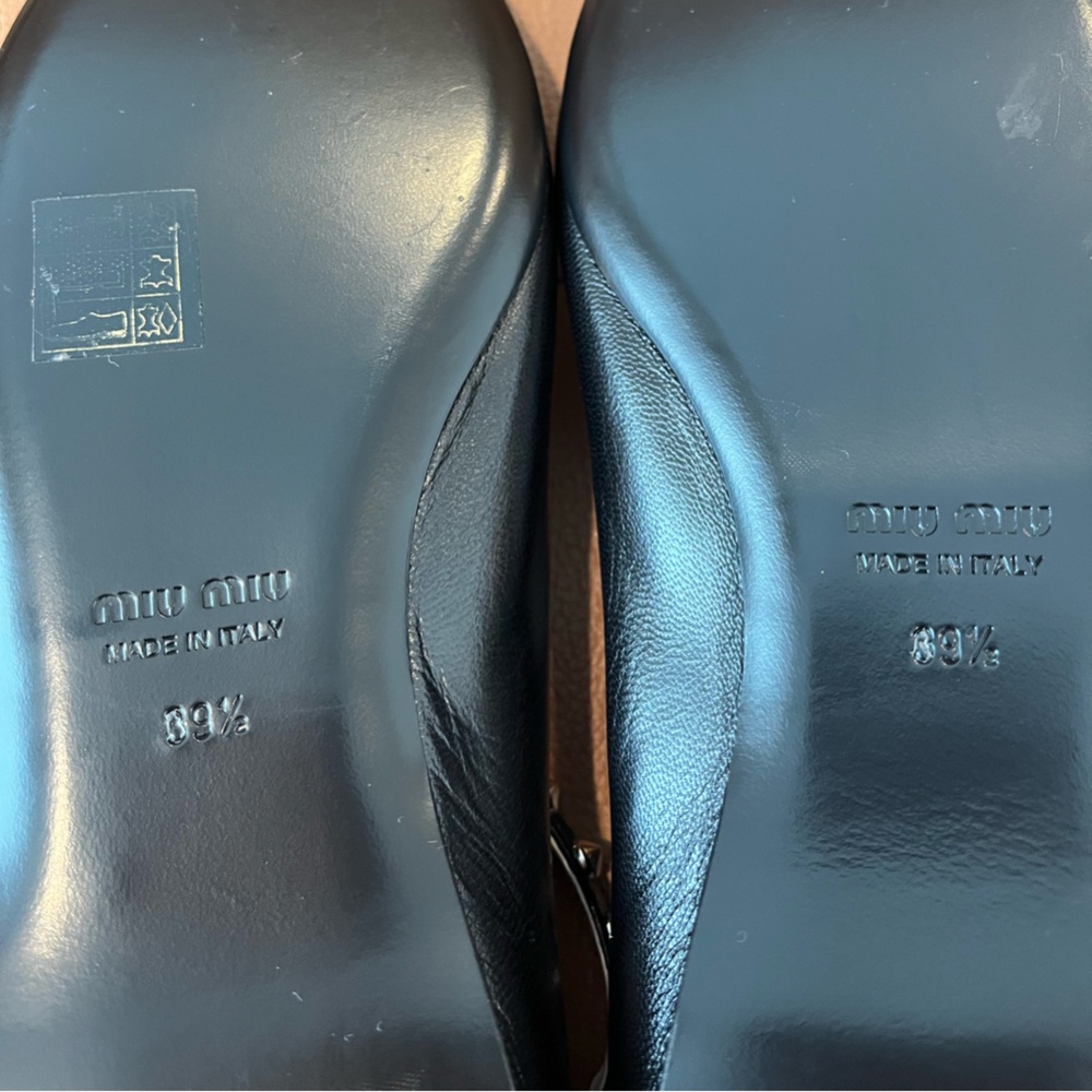 Beautiful Black Italian Leather Miu Miu Ballet Fl… - image 6